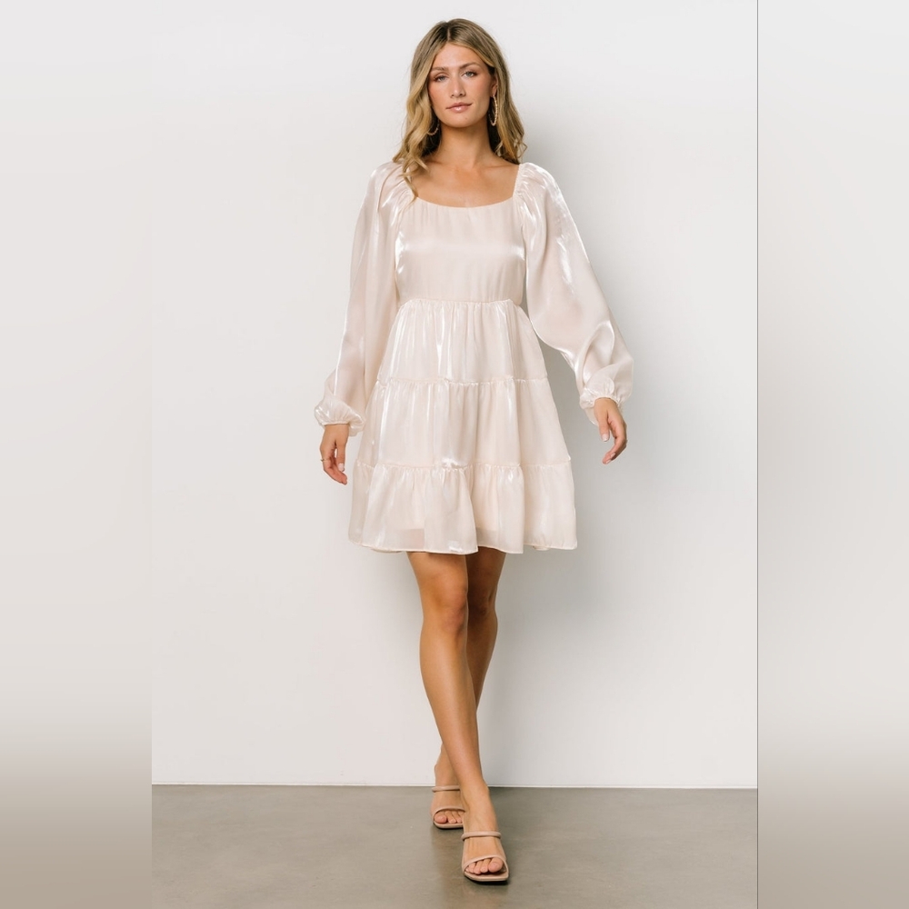 NWT Baltic Born Gio Tiered Short Dress Champagne Large